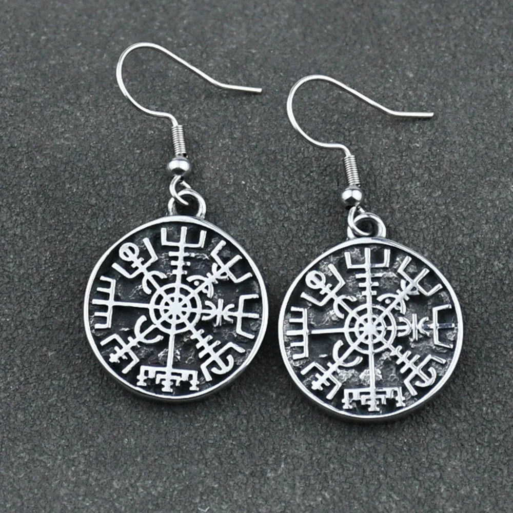 Pendientes Colgantes Brújula Vegvisir Vikingo