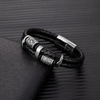 Pulsera Negra de Cuero Mitología Vikinga plata