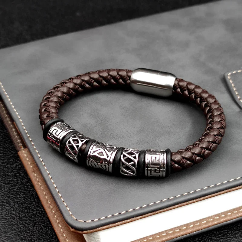 Pulsera de Cuero Estilo Antiguo Vikingo