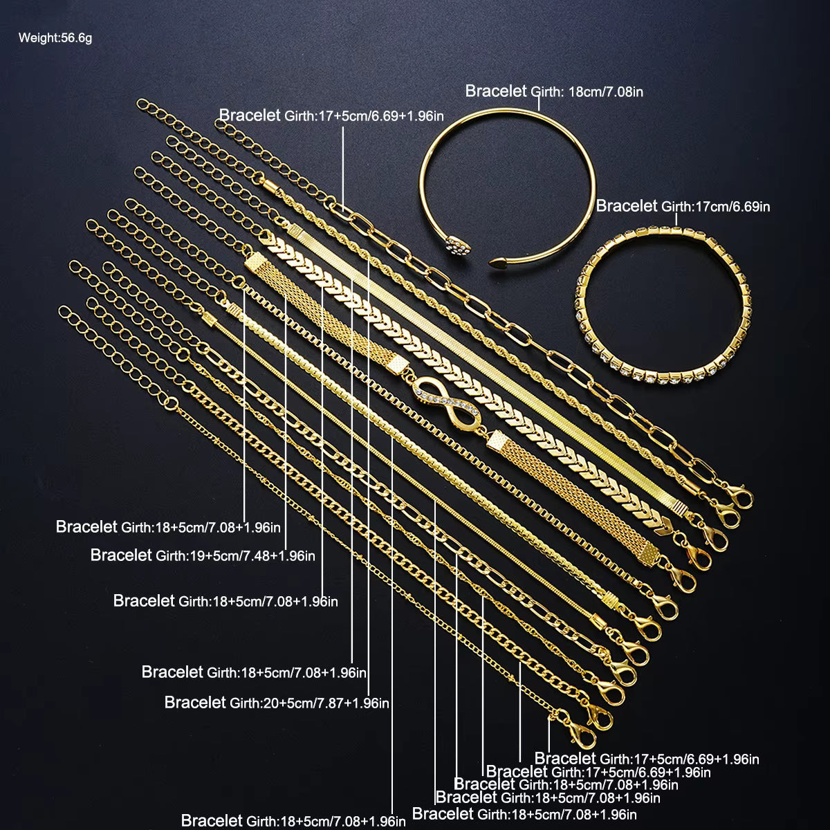Pulsera Corazón Infinito Plata y Oro (Lote de 3 Pulseras)
