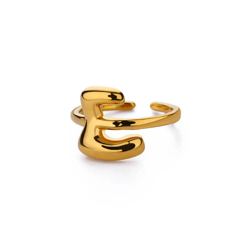 Bague ajustable avec initiale couleur or - lettre