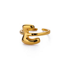 Bague ajustable avec initiale couleur or - lettre