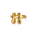 Bague ajustable avec initiale couleur or - lettre