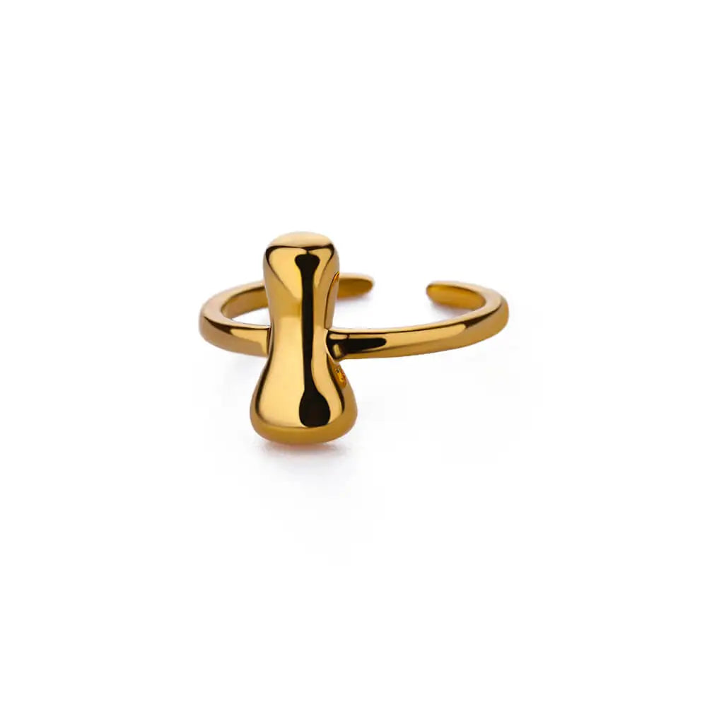 Bague ajustable avec initiale couleur or - lettre