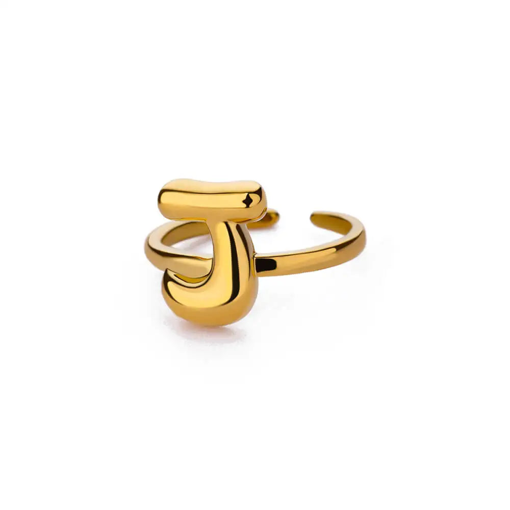 Bague ajustable avec initiale couleur or - lettre