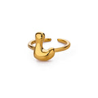 Bague ajustable avec initiale couleur or - lettre