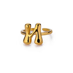 Bague ajustable avec initiale couleur or - lettre