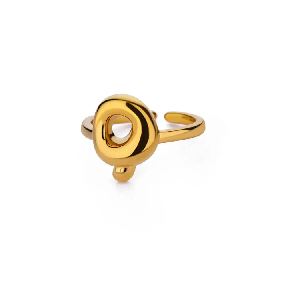 Bague ajustable avec initiale couleur or - lettre