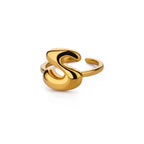 Bague ajustable avec initiale couleur or - lettre