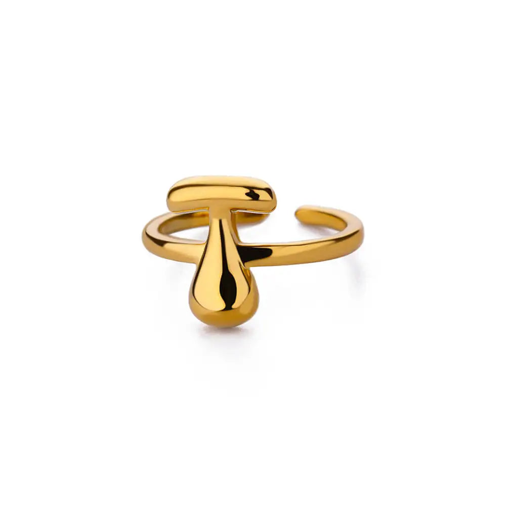 Bague ajustable avec initiale couleur or - lettre