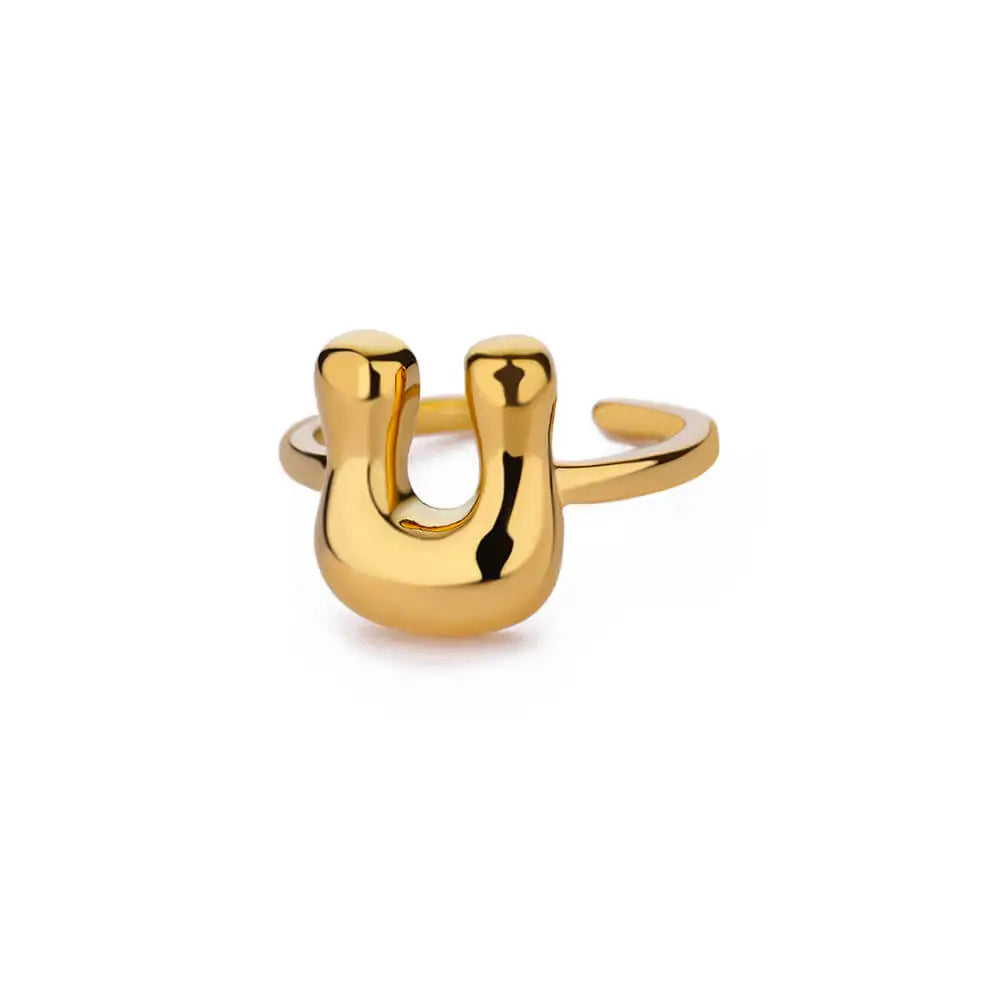 Bague ajustable avec initiale couleur or - lettre