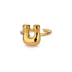 Bague ajustable avec initiale couleur or - lettre