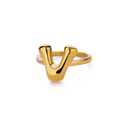 Bague ajustable avec initiale couleur or - lettre