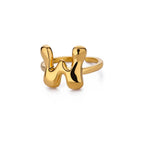 Bague ajustable avec initiale couleur or - lettre