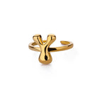 Bague ajustable avec initiale couleur or - lettre