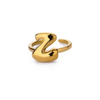 Bague ajustable avec initiale couleur or - lettre