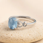 Anillo Ajustable "Cristal de Mar" en Aguamarina 