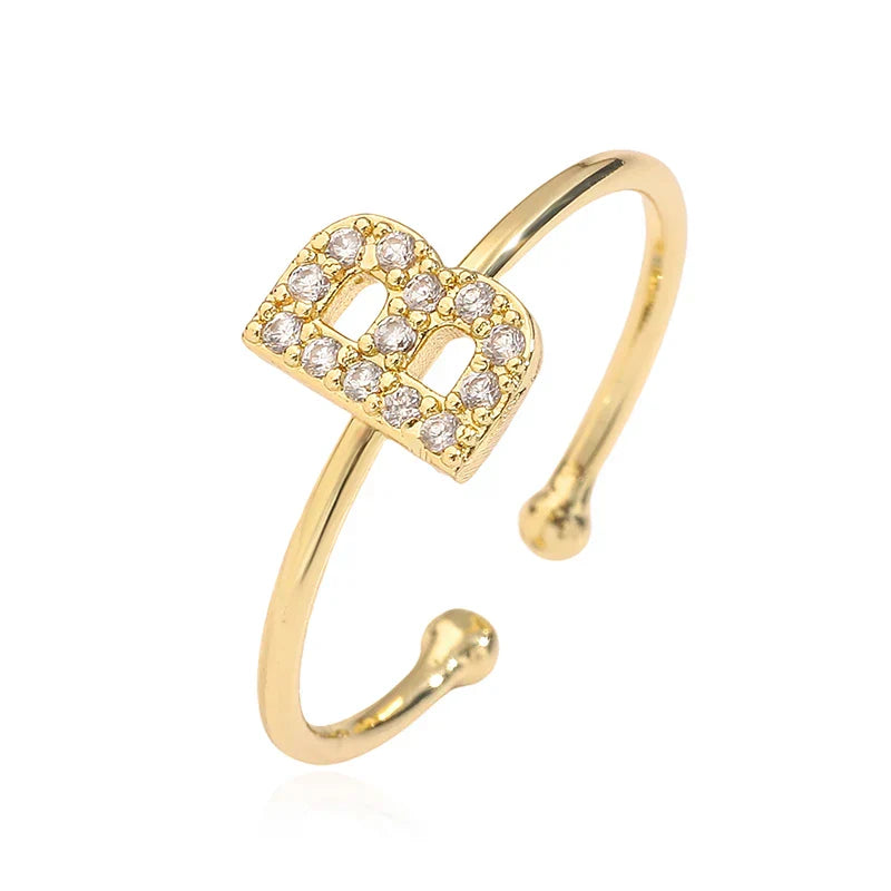 Bague ajustable initiale - lettre