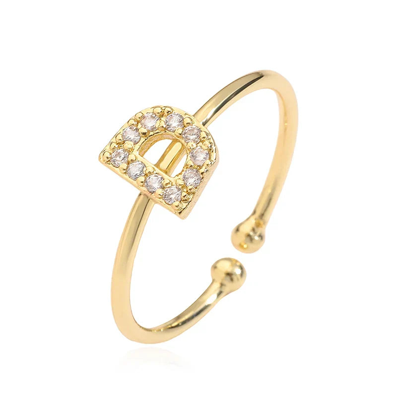 Bague ajustable initiale - lettre