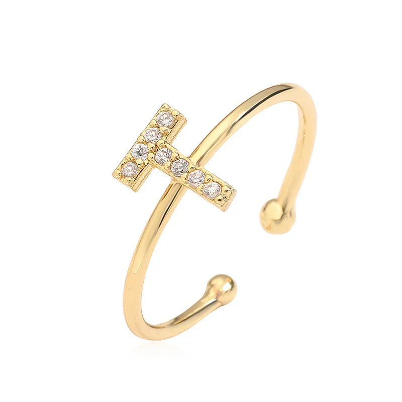 Bague ajustable initiale - lettre