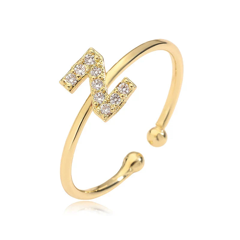 Bague ajustable initiale - lettre