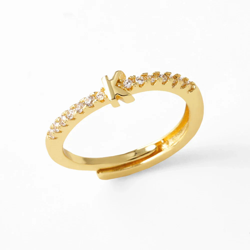 Bague ajustable pour femme avec initiale - lettre