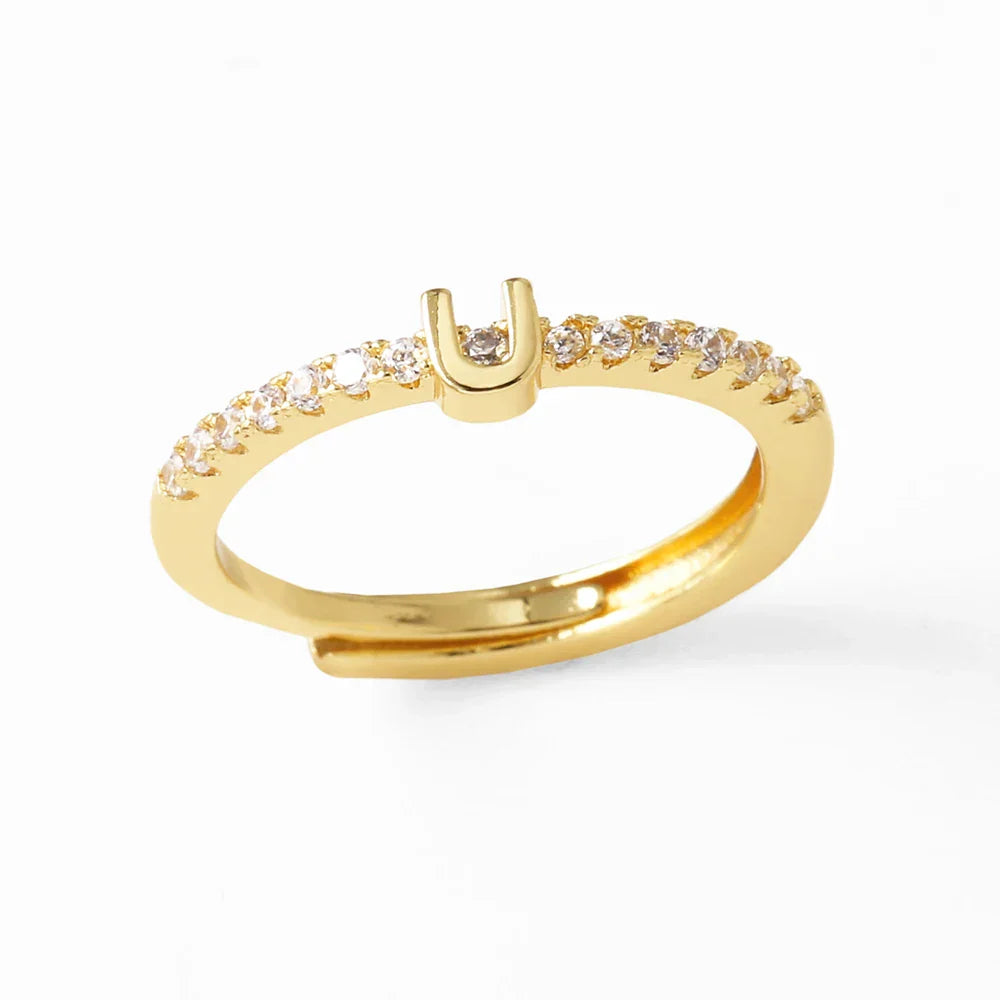 Bague ajustable pour femme avec initiale - lettre