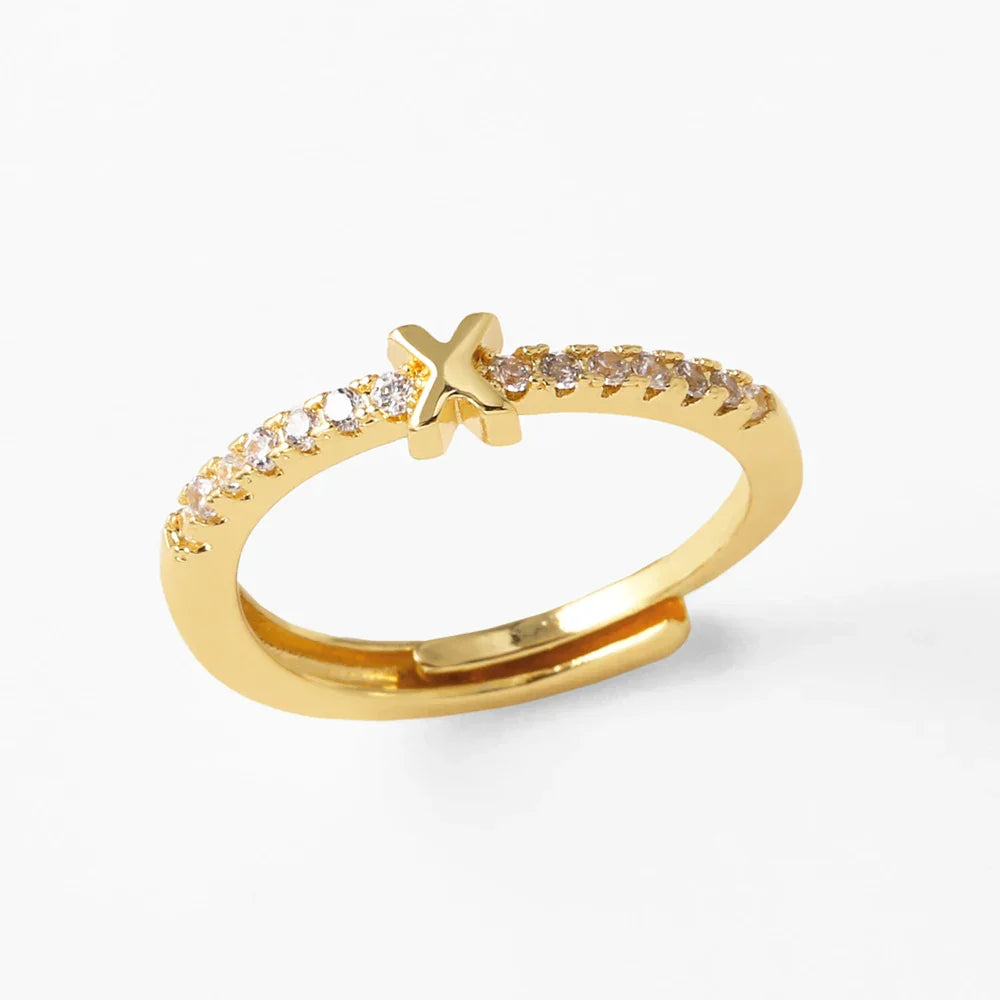 Bague ajustable pour femme avec initiale - lettre