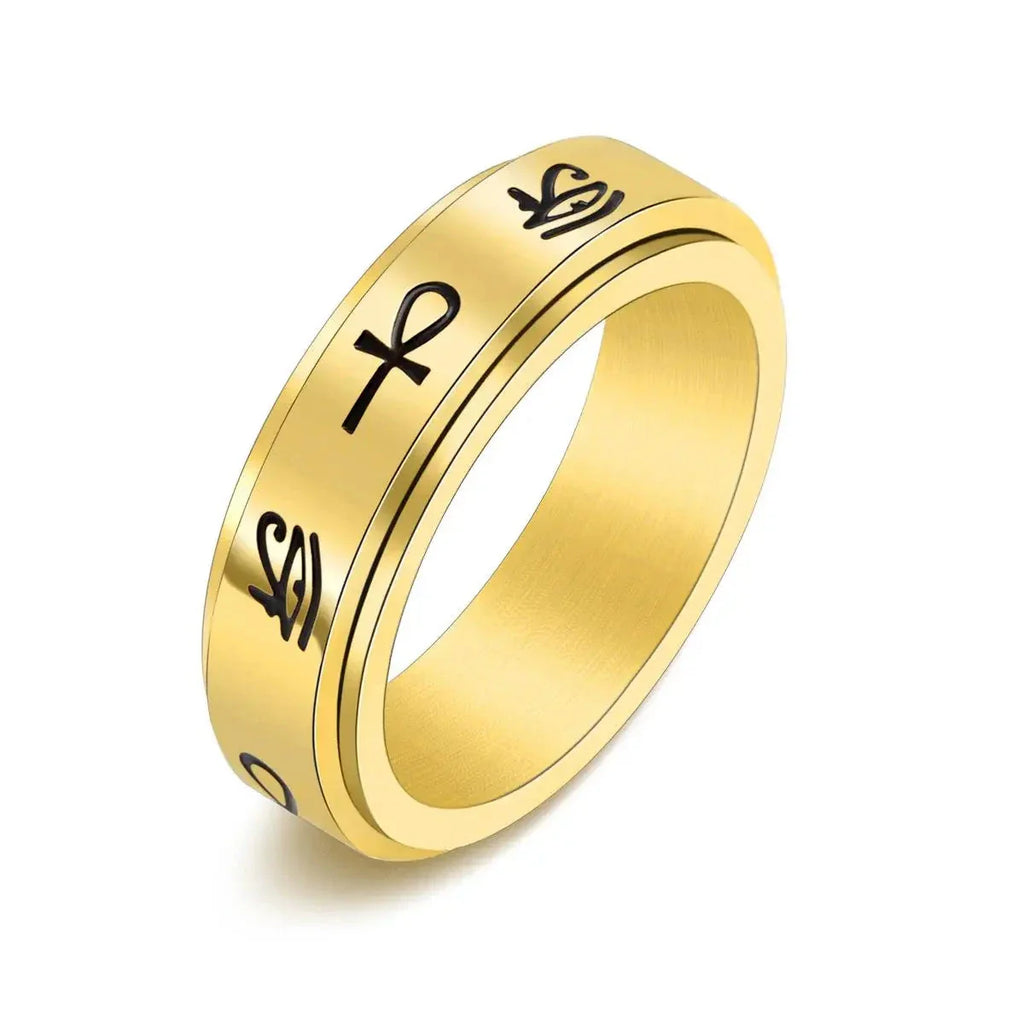 Anillo con Motivos Egipcios Antiestrés Giratorio oro