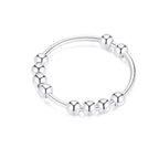 Anillo Antiestrés con Perlas Giratorias para Hombre o Mujer plata