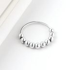 Anillo Antiestrés con Perlas Giratorias para Hombre o Mujer plata