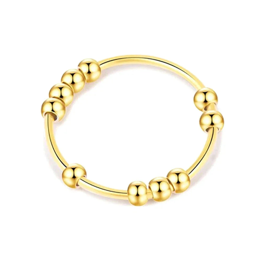 Anillo Antiestrés con Perlas Giratorias para Hombre o Mujer oro