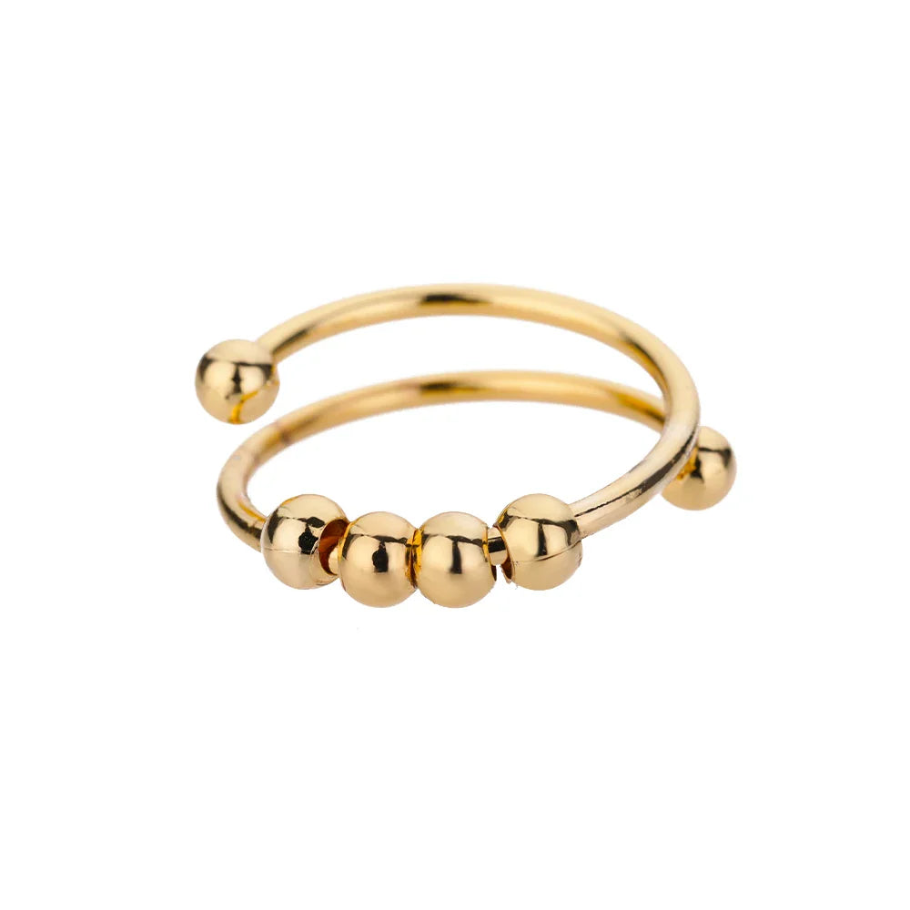 Anillo Antiestrés con Perlas Giratorias oro