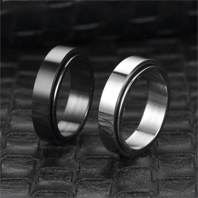 Anillo para Mujer Anti-Estrés Giratorio negro