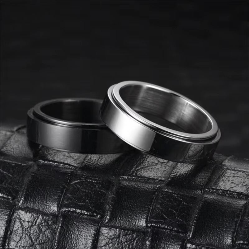 Anillo para Mujer Anti-Estrés Giratorio negro