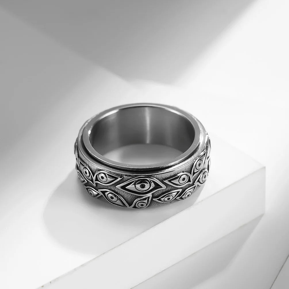 Anillo Antiestrés Giratorio Ojo plata