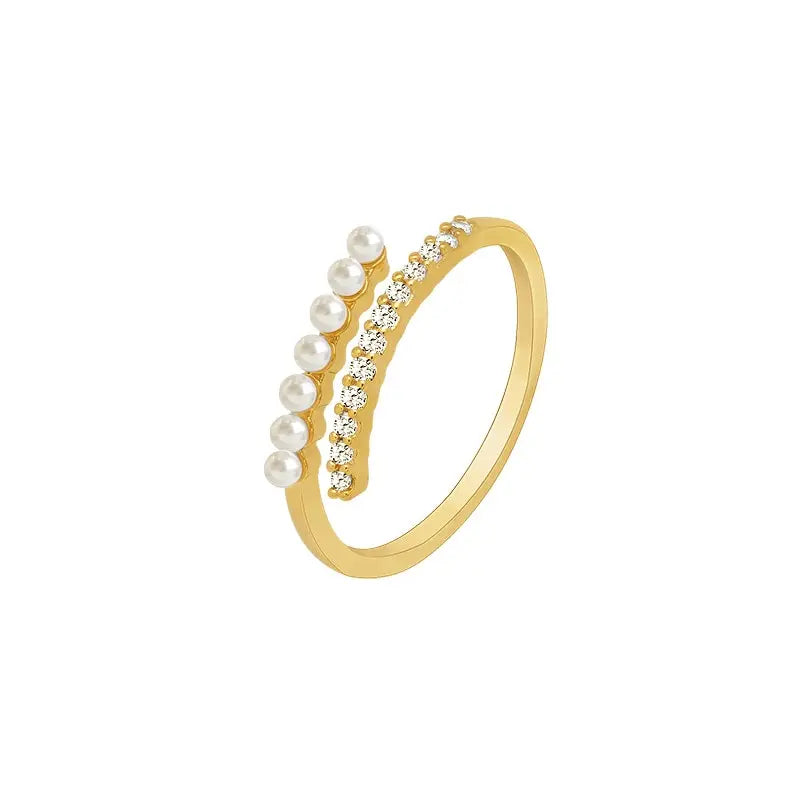 Anillo con Perlas Blancas y Strass
