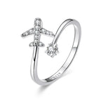 Anillo Avión de Plata Genuina para Mujer plata