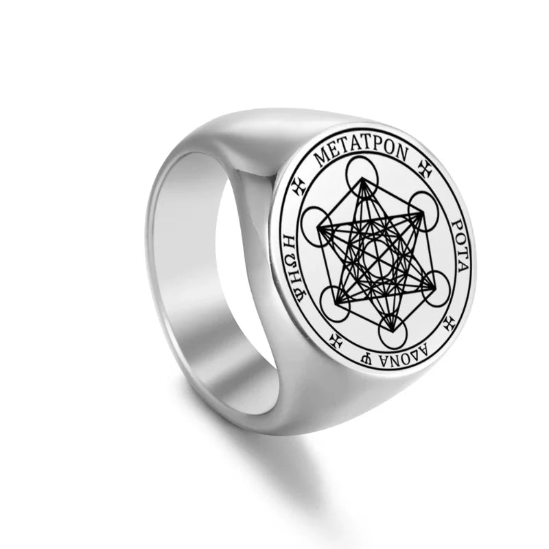 Anillo de Cubo de Metatrón plata b