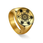 Anillo de Cubo de Metatrón oro a