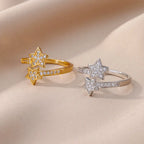 Anillo Doble Estrellas en Circonio plateado