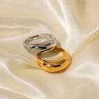 Elegante Anillo Ancho Gota de Agua plata