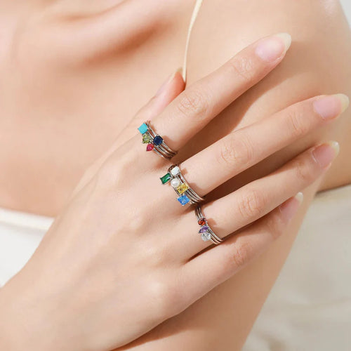 Anillo de Zirconia de Color Piedra de Nacimiento