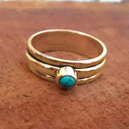 Anillo Étnico con Piedra Turquesa oro