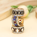 Anillo Étnico de Estilo Oriental azul y rojo