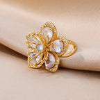 Anillo Flor de 5 Pétalos en Circonio blanco