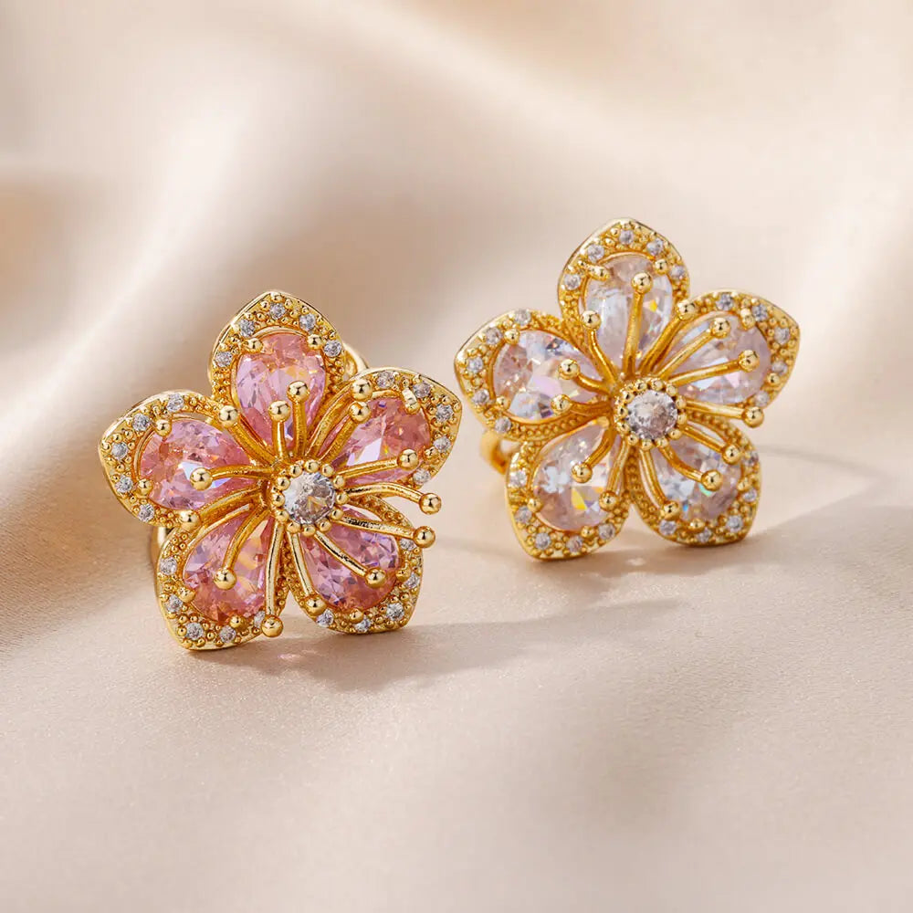 Anillo Flor de 5 Pétalos en Circonio blanco