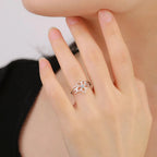 Anillo de Flor de 5 Pétalos con Circonio plateado