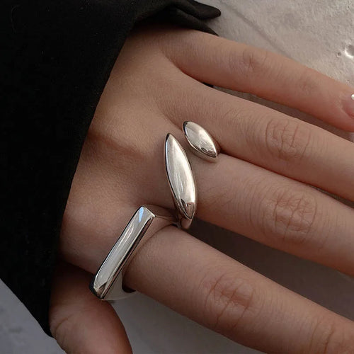 Anillo de Gota de Agua Plateado