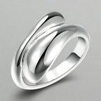 Anillo de Gota de Agua Plateado y Hueco